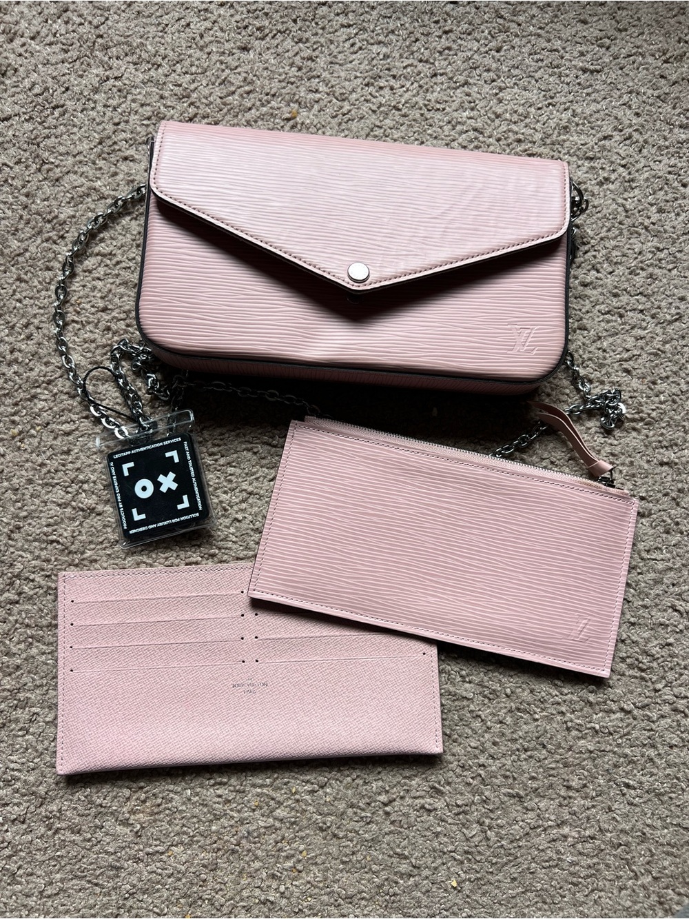 Louis Vuitton Pink Epi Leather Crossbody with Chain Strap and Pouch